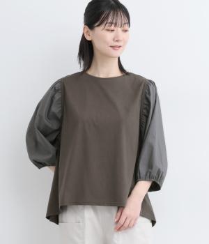 コットン天竺切替袖プルオーバー