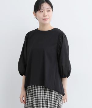 コットン天竺切替袖プルオーバー(ブラック-F)