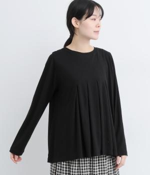 コットンリネンジャージタックプルオーバー(ブラック-F)