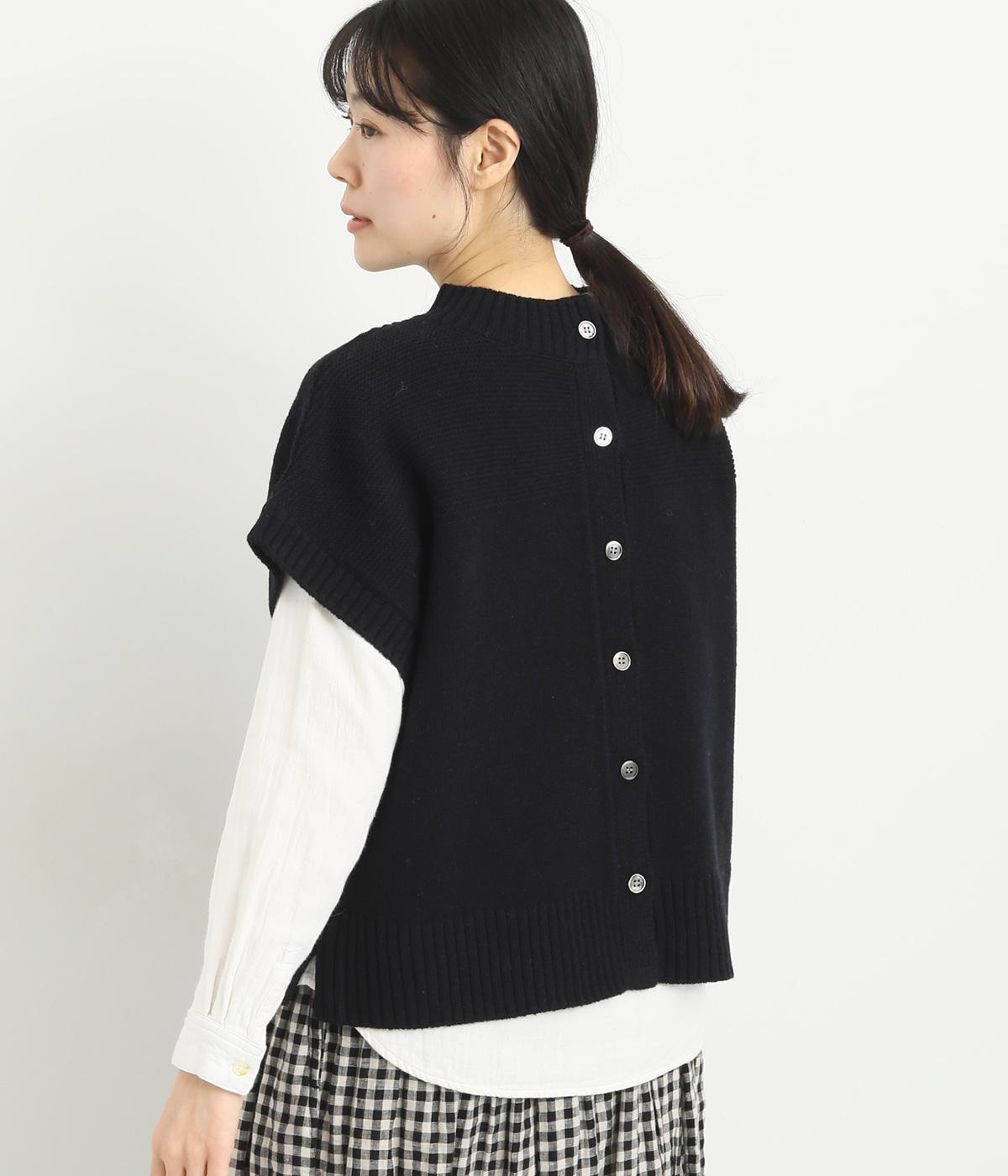 ウールニット　2wayベスト(ブラック-F)