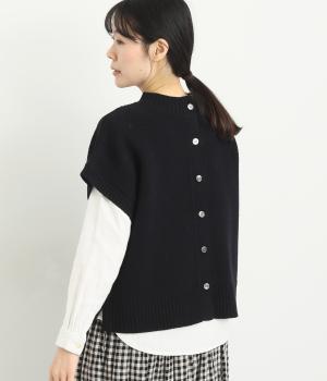 ウールニット　2wayベスト(ブラック-F)