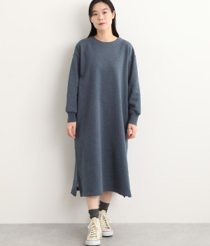 コットン裏毛起毛ワンピース(ネイビー-ONESIZE)