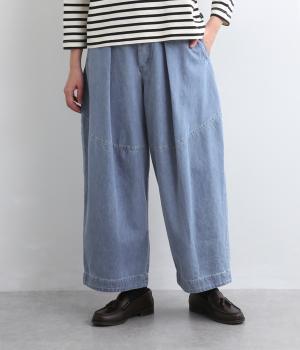 コットンデニムコクーンパンツ(サックス-F)