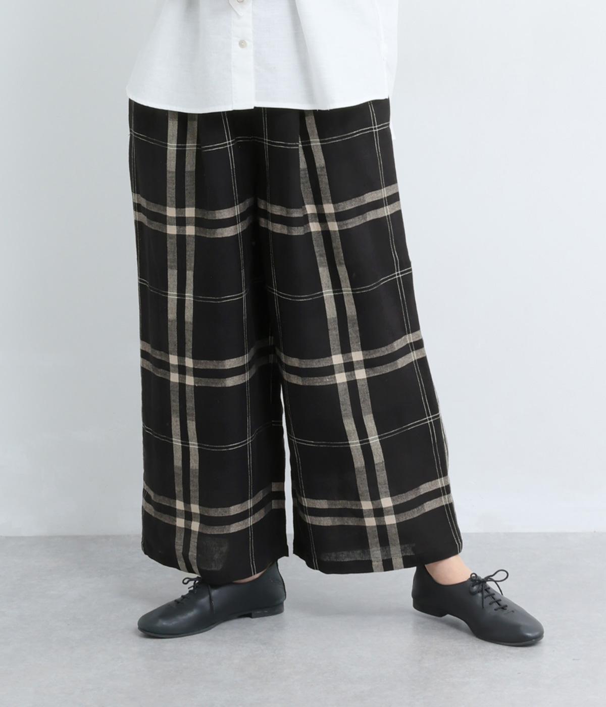 コットンパナマチェックパンツ(ブラック-F)