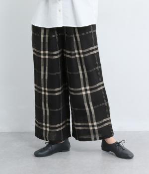コットンパナマチェックパンツ(ブラック-F)