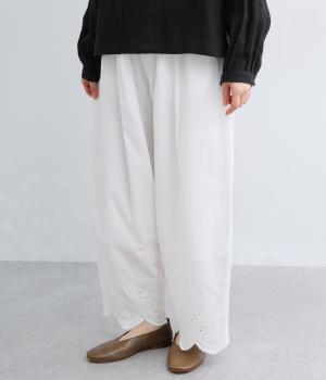 スカラップ刺繍レースパンツ(ホワイト-F)