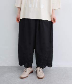スカラップ刺繍レースパンツ(ブラック-F)