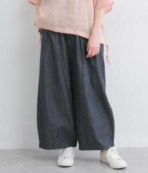 コットンリネンデニムタックパンツ(ネイビー-F)