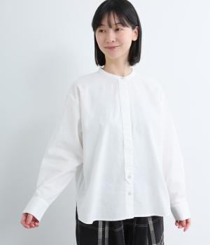 コットンリネンバンドカラーシャツ