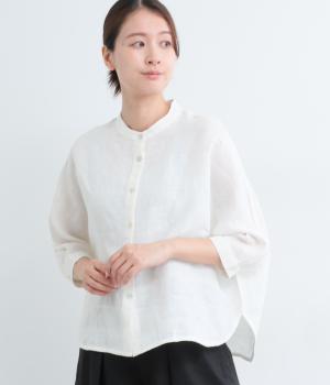 コットンリネンパナマシアーチェックブラウス(ホワイト-F)