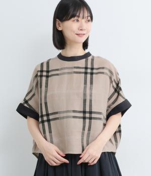 コットンパナマチェックドルマンスリーブブラウス