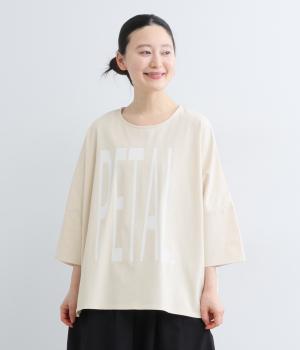 接触冷感天竺”PETAL”プリントTシャツ(ベージュ-F)