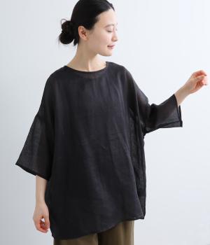 リネン100シアーラミープルオーバー(ブラック-F)