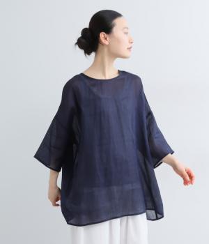 リネン100シアーラミープルオーバー(ネイビー-F)