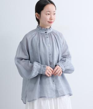 シアーラミーフリルネックブラウス