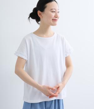 コットン天竺フリルスリーブプルオーバー