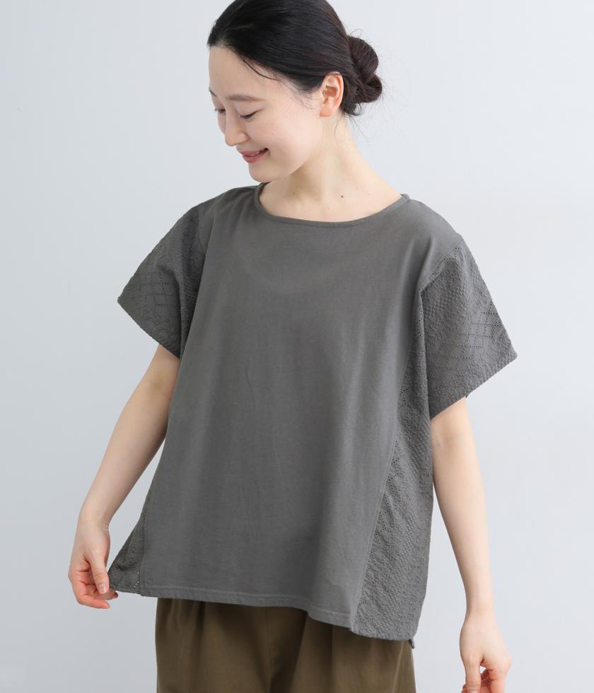 コットン天竺ストライプレース切替プルオーバー