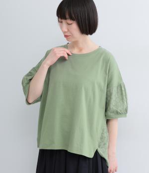 コットン天竺サークルレース切替プルオーバー