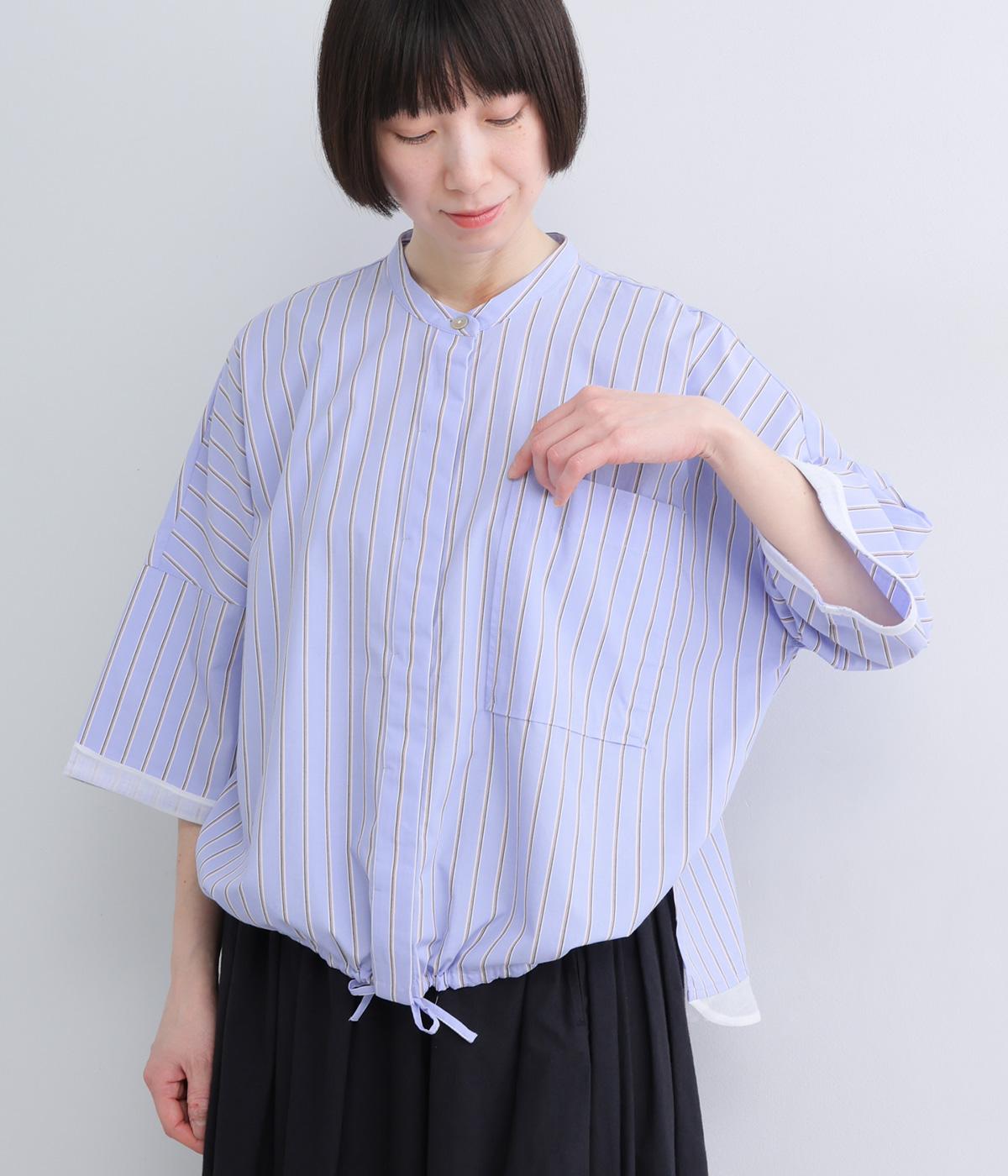 コットンストライプシャツ(ブルー-F)