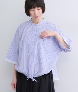 コットンストライプシャツ(ブルー-F)
