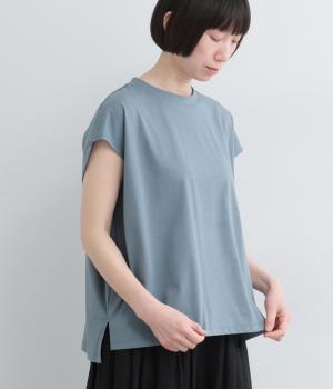 コットンソロナフレンチスリーブTシャツ(ブルー-F)
