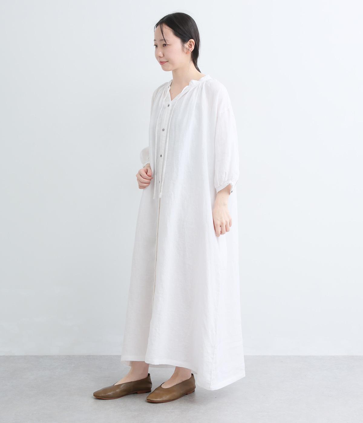 リネンギャザーワンピース(ホワイト-F)