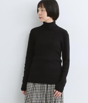 カシミヤ混リブタートルプルオーバー