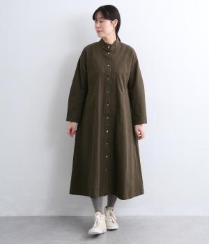 コットンツイル起毛ハイネックワンピース（チャコール・F）