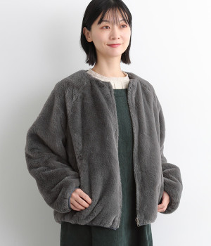 リバーシブルフェイクファーブルゾン(チャコール-ONESIZE)