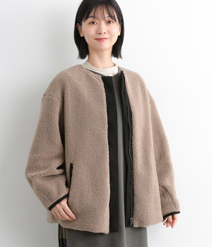 リバーシブルボアブルゾン(モカ-ONESIZE)