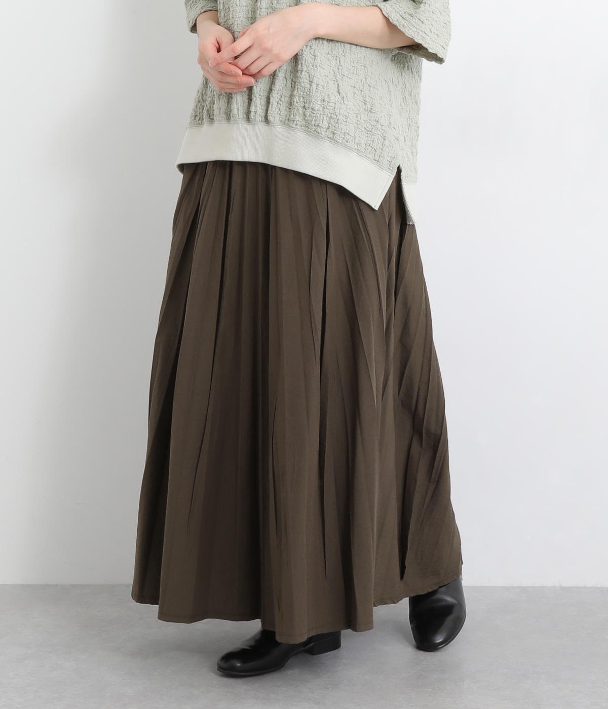 ランダムプリーツスカート(カーキ-ONESIZE)