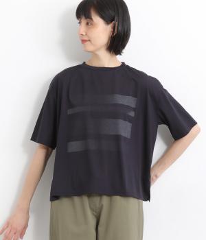 かすれボーダープリントTシャツ(ネイビー-ONESIZE)