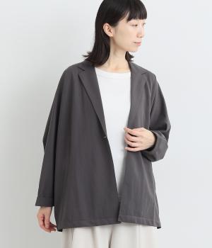 布帛ライクカットソー1つ釦テーラードジャケット(チャコール-ONESIZE)