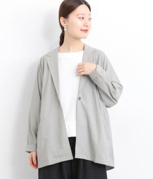 布帛ライクカットソー1つ釦テーラードジャケット(ライトグレー-ONESIZE)