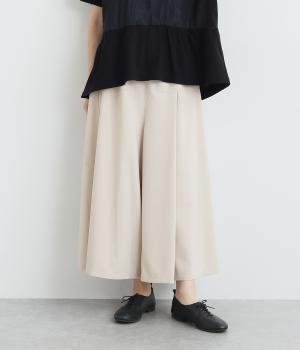 ドライタッチランダムタックキュロットパンツ(アイボリー-ONESIZE)
