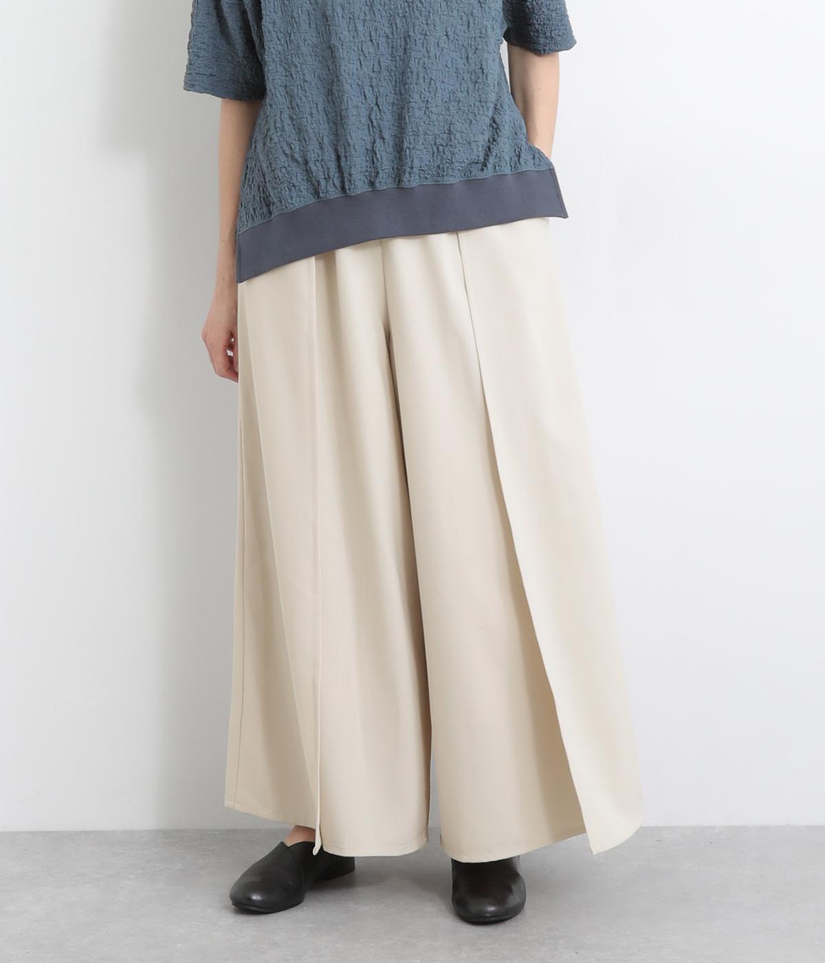 ドライタッチワイドフレアサイドラップ風パンツ(アイボリー-ONESIZE)