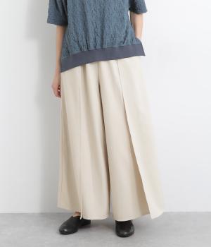 ドライタッチワイドフレアサイドラップ風パンツ(アイボリー-ONESIZE)