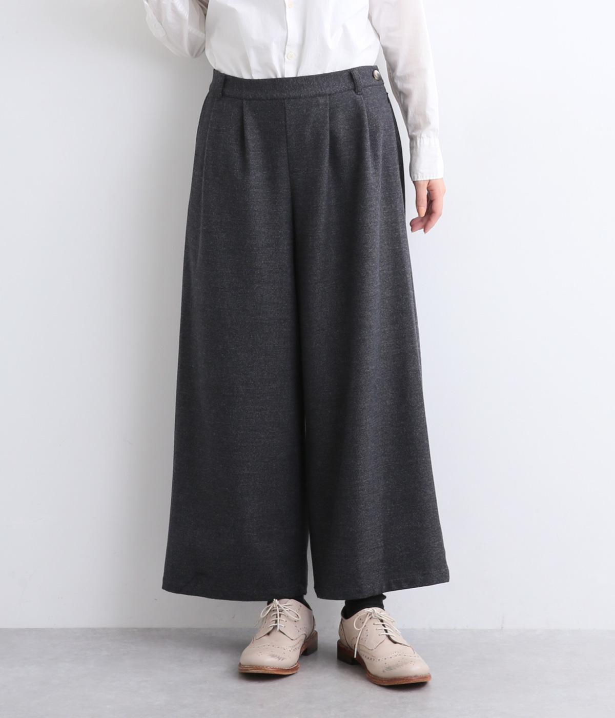 両面起毛ウエストタックストレートワイドパンツ(グレー-38)