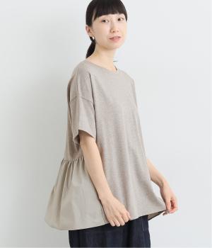 コットンメランジ天竺切替フレアギャザー2wayプルオーバー(ライトグレー-ONESIZE)