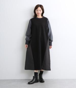 MA-1ライクドッキングワンピース(ブラック-F)