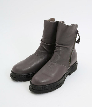 サイドジップミドルブーツ(グレー-37)