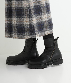 サイドジップミドルブーツ(ブラック-37)