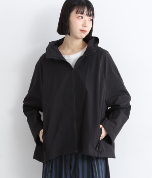 コットンナイロンZIPフードブルゾン(ブラック-ONESIZE)