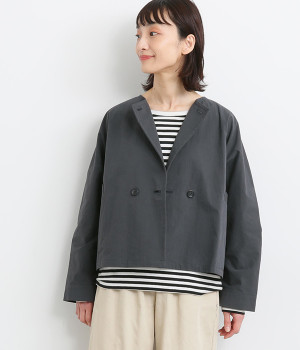 コットンナイロンバイオダブルドルマンジャケット(ネイビー-ONESIZE)