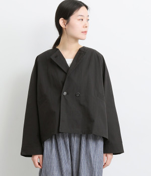 コットンナイロンバイオダブルドルマンジャケット(ブラック-ONESIZE)