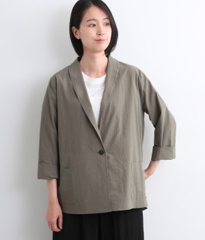 ポケット付きコットンジャケット(グレージュ-ONESIZE)