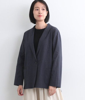 ポケット付きコットンジャケット(ネイビー-ONESIZE)