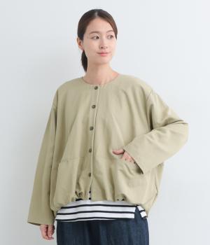 レーヨンナイロンツイル裾バルーンジャケット