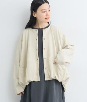 レーヨンナイロンツイル裾バルーンジャケット(ライトベージュ-F)