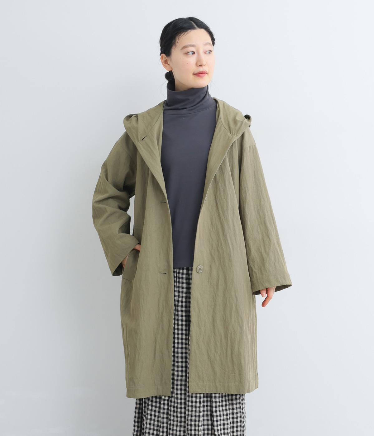 レーヨンナイロン襟2wayフード付きコート(グレーベージュ-F)